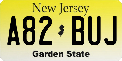 NJ license plate A82BUJ