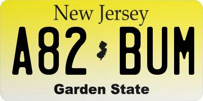 NJ license plate A82BUM