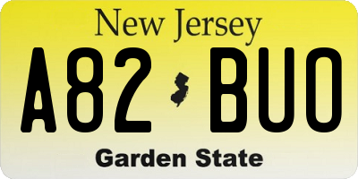 NJ license plate A82BUO