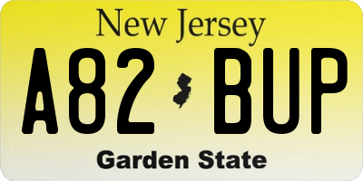 NJ license plate A82BUP
