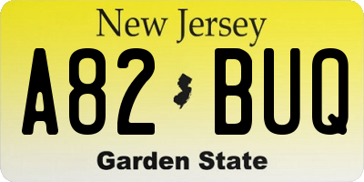 NJ license plate A82BUQ