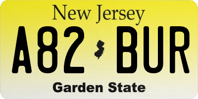NJ license plate A82BUR
