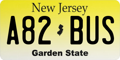 NJ license plate A82BUS