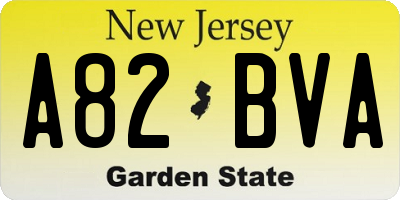 NJ license plate A82BVA