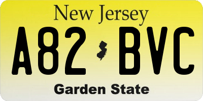 NJ license plate A82BVC