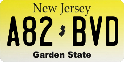 NJ license plate A82BVD