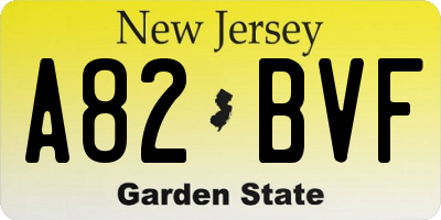NJ license plate A82BVF