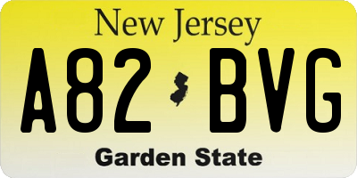 NJ license plate A82BVG
