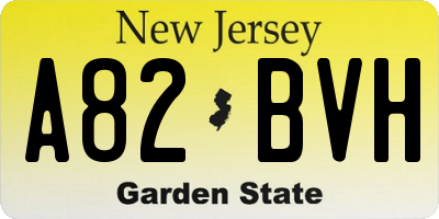 NJ license plate A82BVH