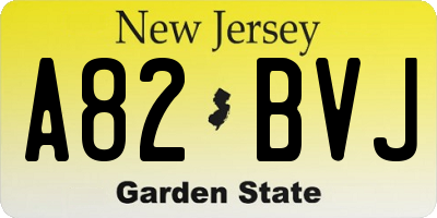 NJ license plate A82BVJ