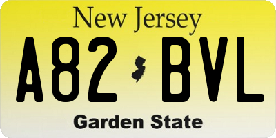 NJ license plate A82BVL