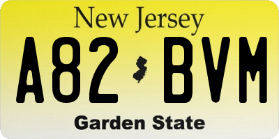 NJ license plate A82BVM