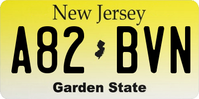 NJ license plate A82BVN