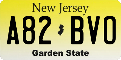 NJ license plate A82BVO