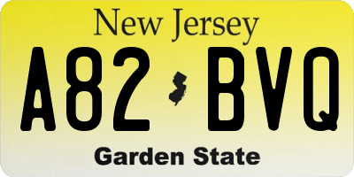 NJ license plate A82BVQ