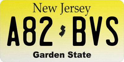 NJ license plate A82BVS
