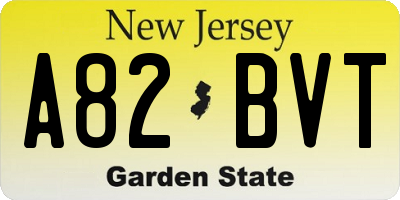 NJ license plate A82BVT