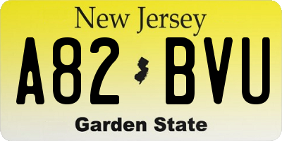 NJ license plate A82BVU