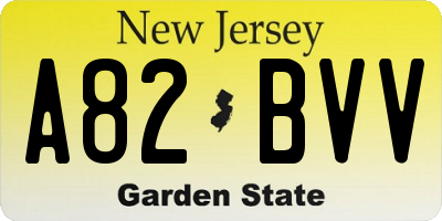 NJ license plate A82BVV