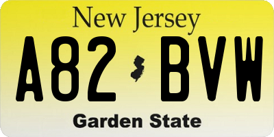 NJ license plate A82BVW