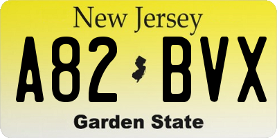 NJ license plate A82BVX