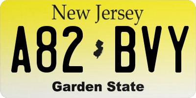 NJ license plate A82BVY