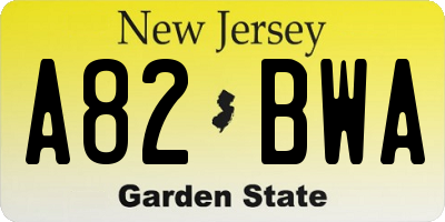 NJ license plate A82BWA