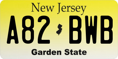 NJ license plate A82BWB