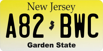 NJ license plate A82BWC