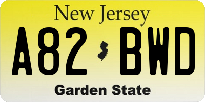 NJ license plate A82BWD