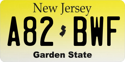 NJ license plate A82BWF