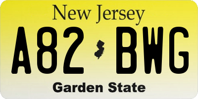 NJ license plate A82BWG