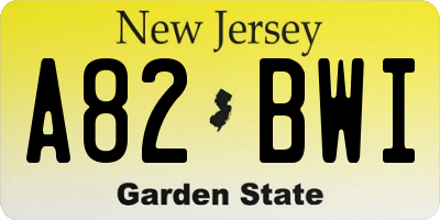 NJ license plate A82BWI