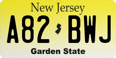 NJ license plate A82BWJ