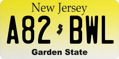 NJ license plate A82BWL