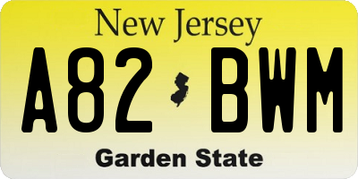 NJ license plate A82BWM