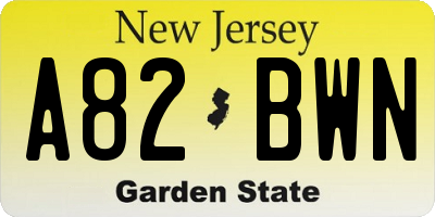 NJ license plate A82BWN