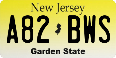 NJ license plate A82BWS