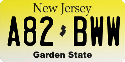 NJ license plate A82BWW