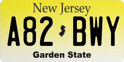NJ license plate A82BWY