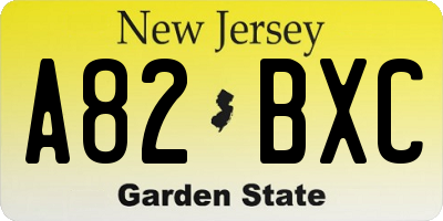 NJ license plate A82BXC