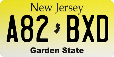 NJ license plate A82BXD