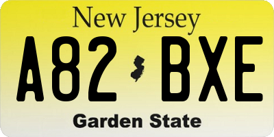 NJ license plate A82BXE