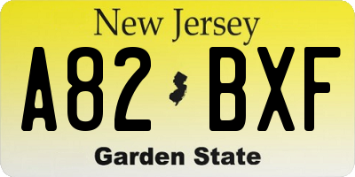 NJ license plate A82BXF
