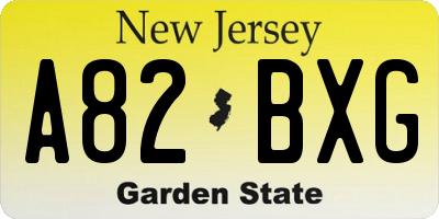 NJ license plate A82BXG
