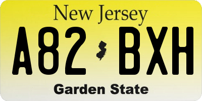 NJ license plate A82BXH