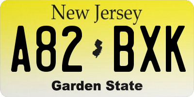 NJ license plate A82BXK