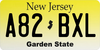 NJ license plate A82BXL