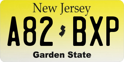 NJ license plate A82BXP
