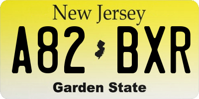 NJ license plate A82BXR